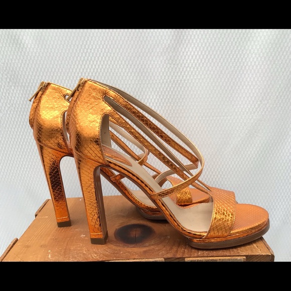 Chloe, size 39.5, leather heeled sandal, copper - Picture 3 of 5